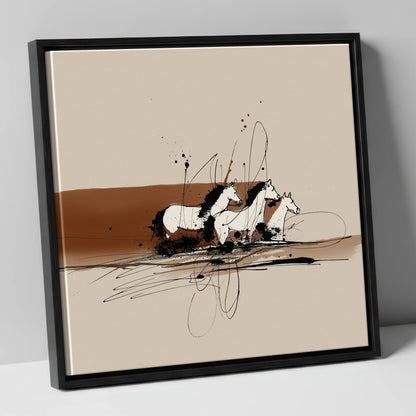 Freedom in Motion wild horses canvas wall art in black frame