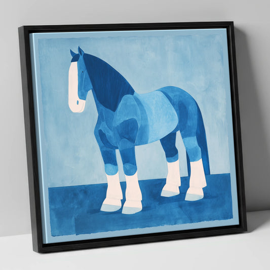 Cobalt Heavy Horse horse breed canvas wall art in black frame