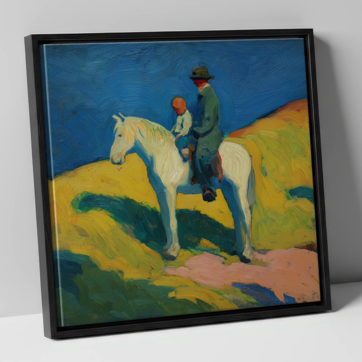 Generations in the Saddle horse & rider canvas wall art in black frame