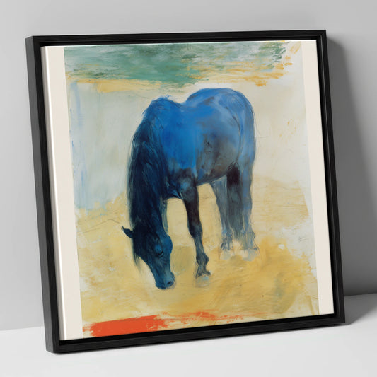 The Cerulean Grazer horse breed canvas wall art in black frame