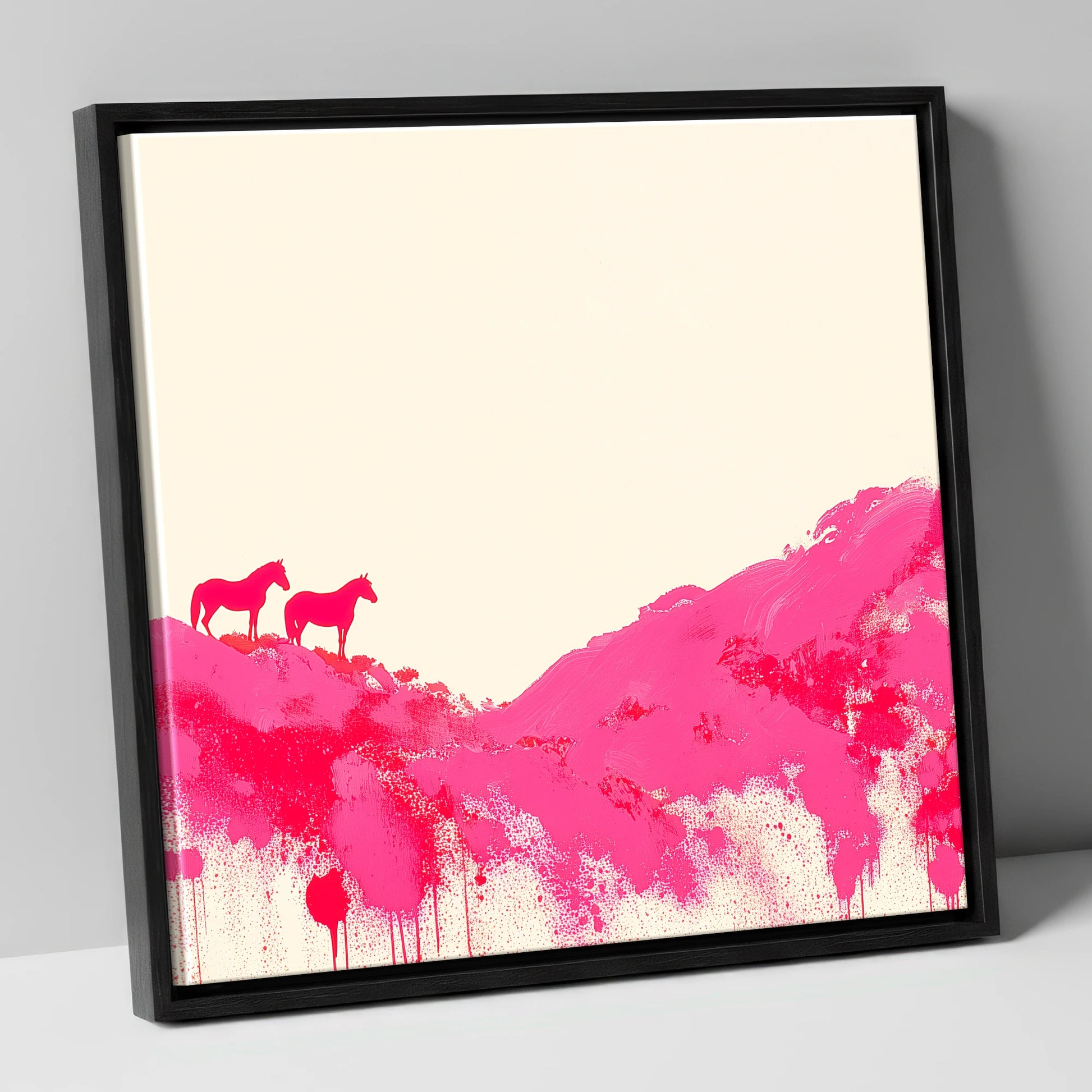 Magenta Ridge horse landscape canvas wall art in black frame