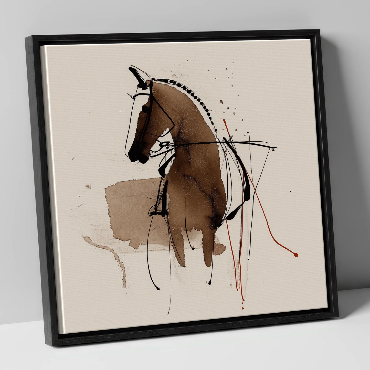 The Collected Frame dressage horse canvas wall art in black frame