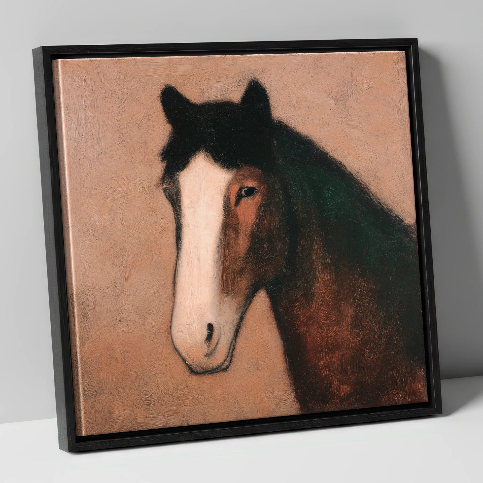 Serene Bay Portrait horse portrait canvas wall art in black frame