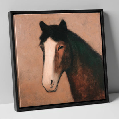 Serene Bay Portrait horse portrait canvas wall art in black frame