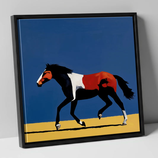 Vibrant Equine Stride horse portrait canvas wall art in black frame