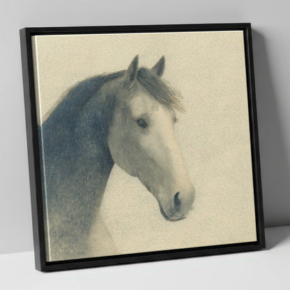 Vintage Slate Equine Profile horse breed canvas wall art in black frame