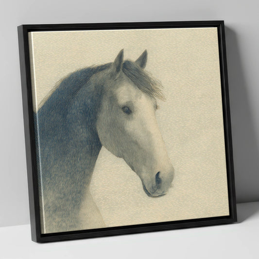 Vintage Slate Equine Profile horse breed canvas wall art in black frame