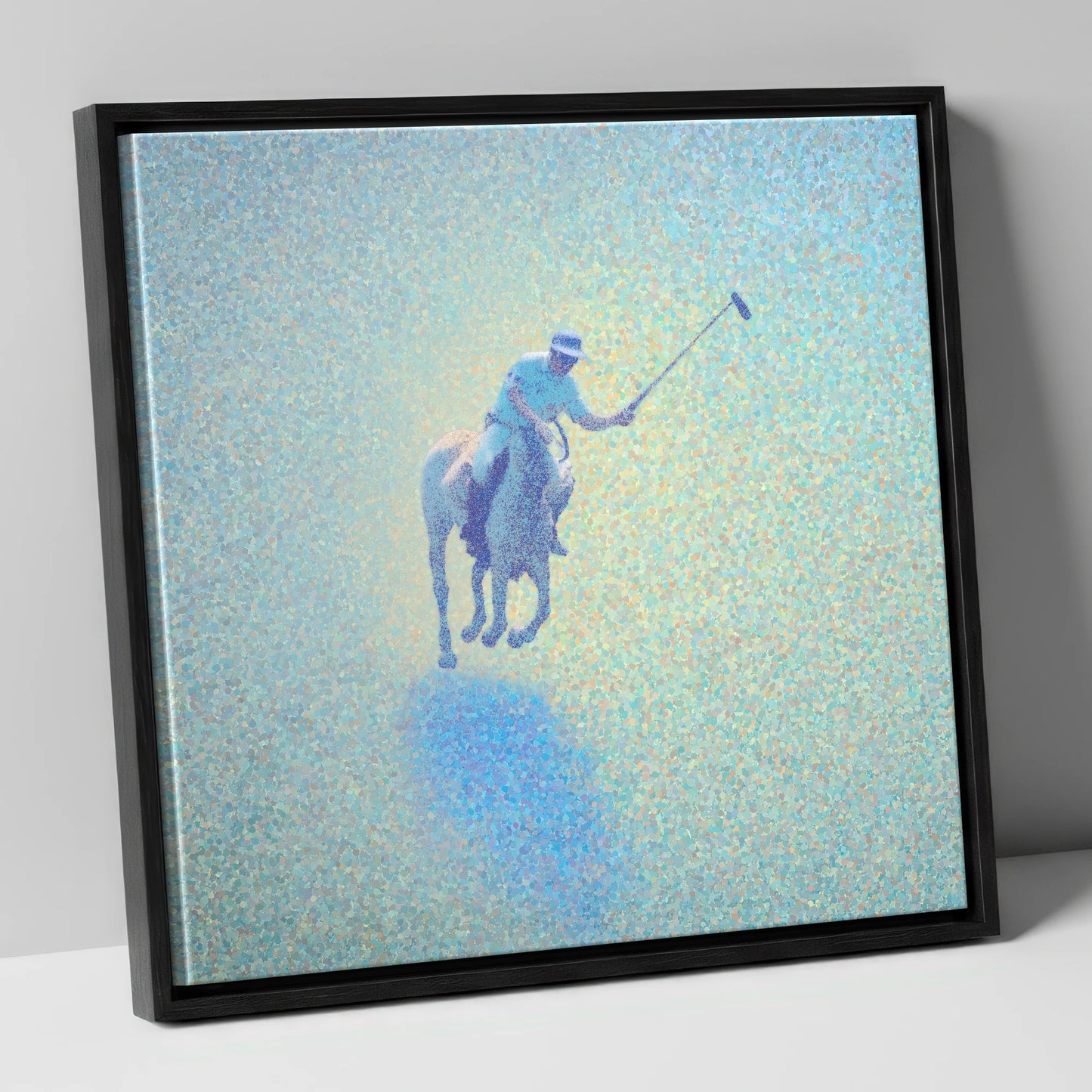 Ethereal Polo Chukka polo horse canvas wall art in black frame