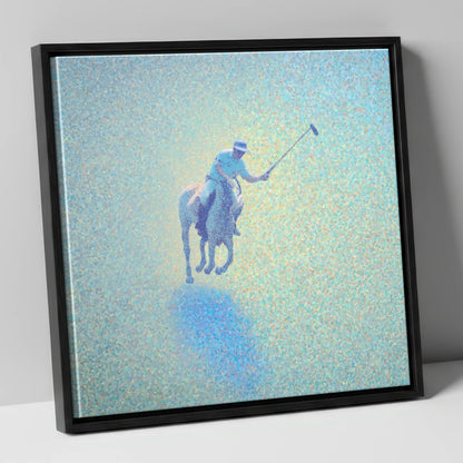 Ethereal Polo Chukka polo horse canvas wall art in black frame