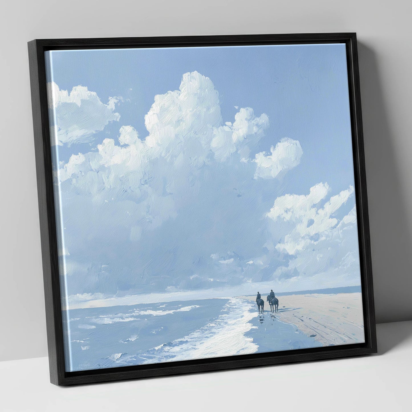 Beneath Vast Coastal Skies horse landscape canvas wall art in black frame