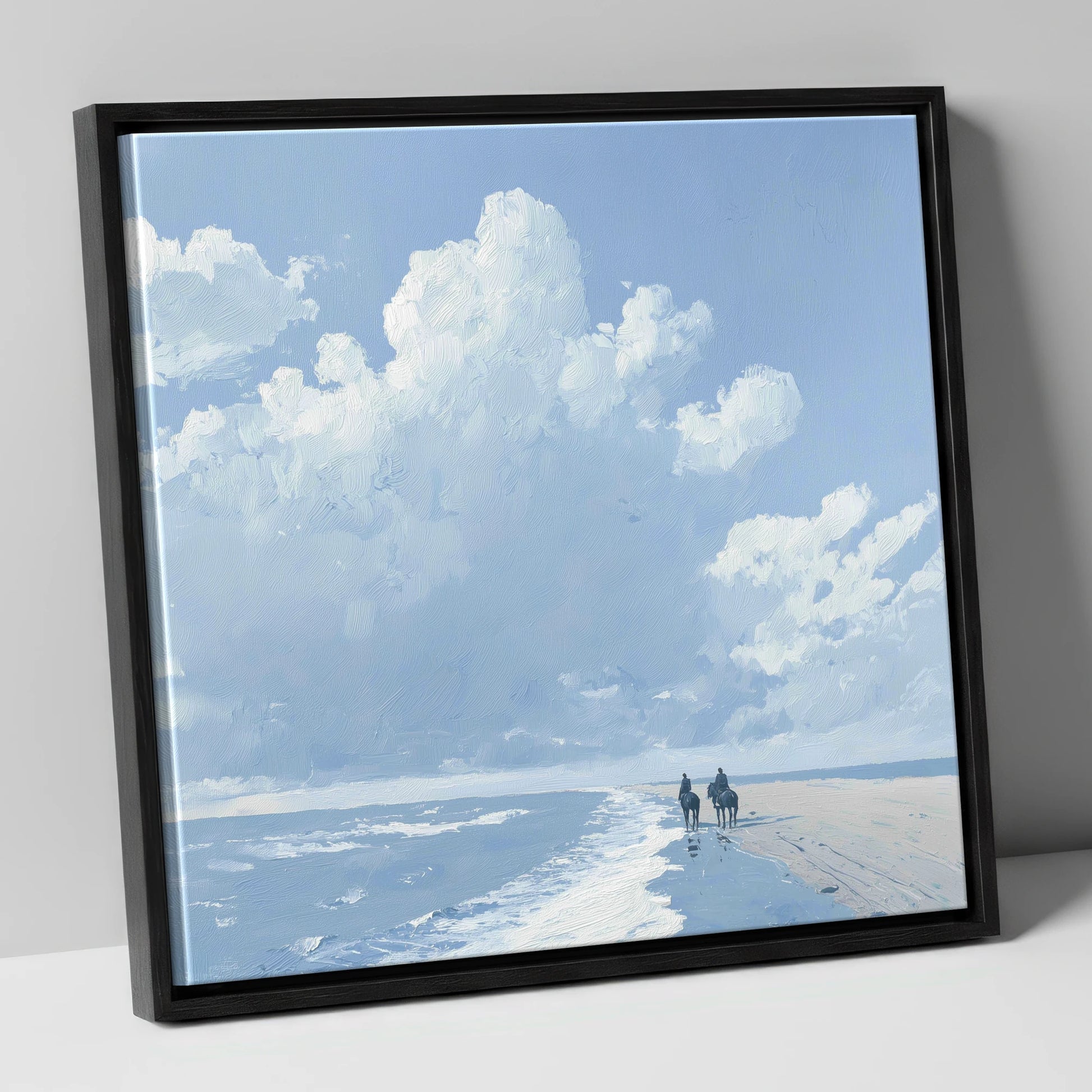 Beneath Vast Coastal Skies horse landscape canvas wall art in black frame
