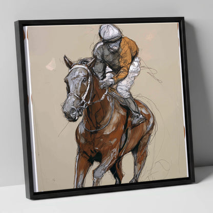 Pace and Power racing horse canvas wall art in black frame