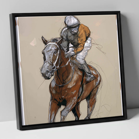 Pace and Power racing horse canvas wall art in black frame