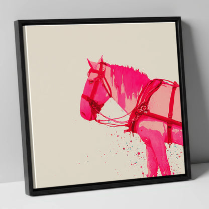 Vibrant Harness Profile working horse canvas wall art in black frame