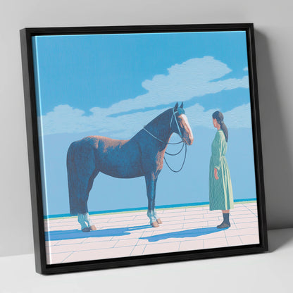 The Quiet Bond horse & rider canvas wall art in black frame