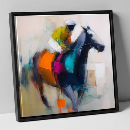 The Colour of Speed racing horse canvas wall art in black frame