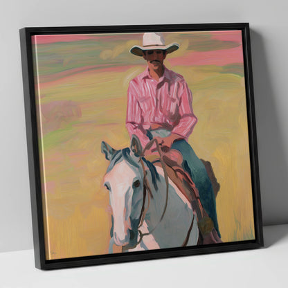 Dusk on the Plains western horse canvas wall art in black frame