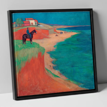 The Coastal Vantage horse landscape canvas wall art in black frame
