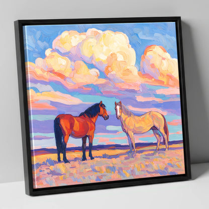 Under Painted Skies horse landscape canvas wall art in black frame