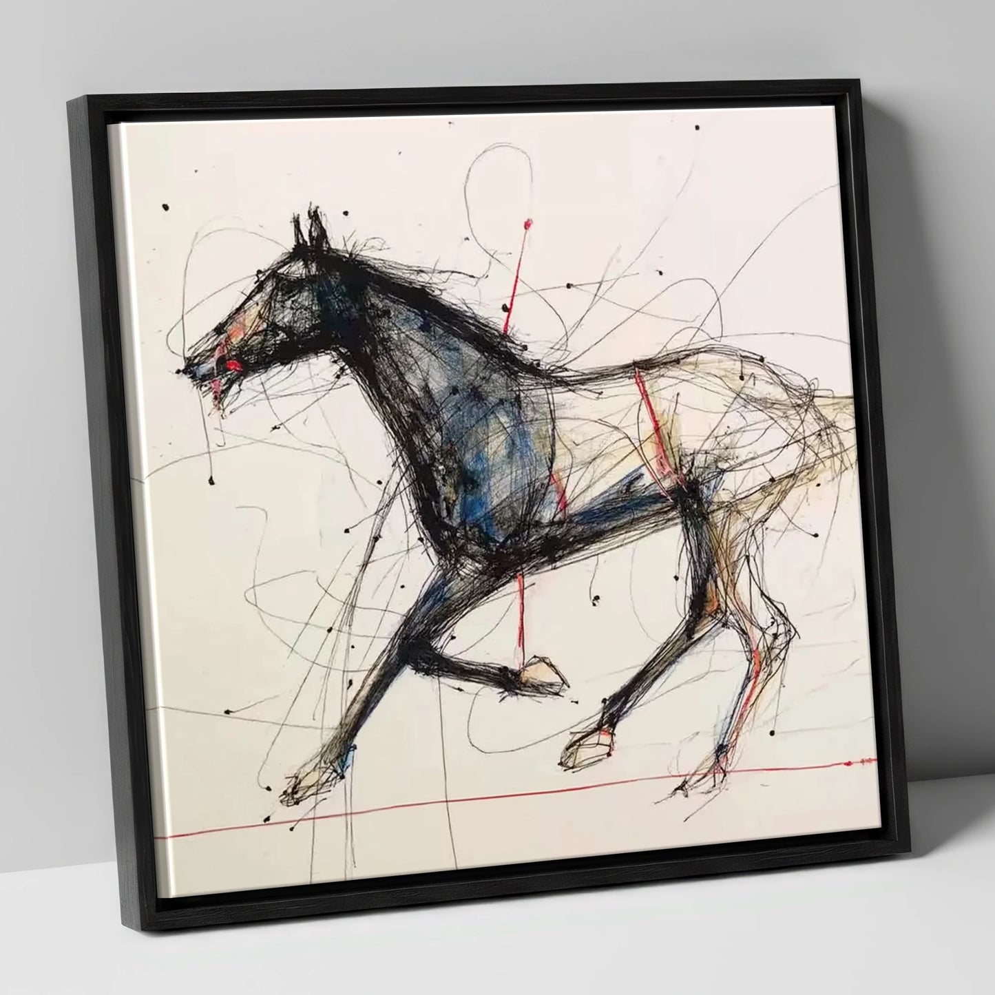 Racing Pulse racing horse canvas wall art in black frame