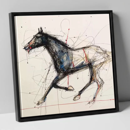 Racing Pulse racing horse canvas wall art in black frame