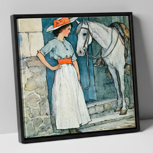 A Patient Companion horse & rider canvas wall art in black frame