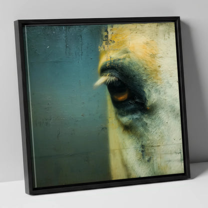 Ochre and Slate Gaze horse portrait canvas wall art in black frame