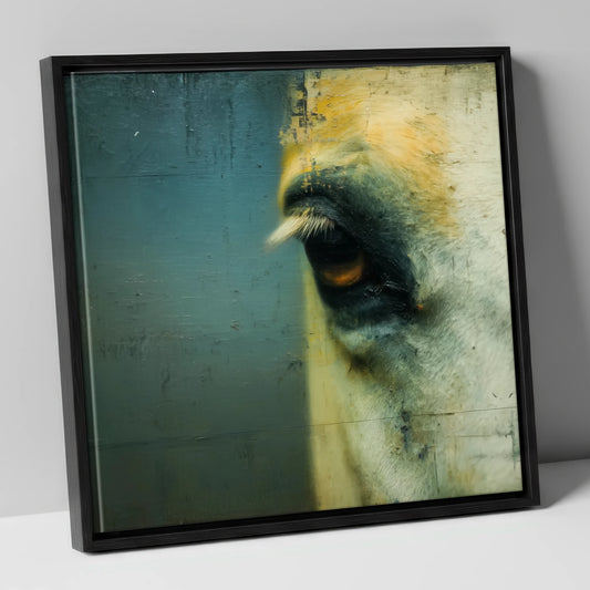 Ochre and Slate Gaze horse portrait canvas wall art in black frame