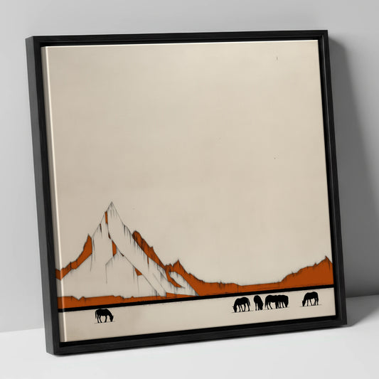High Country Silhouettes horse landscape canvas wall art in black frame