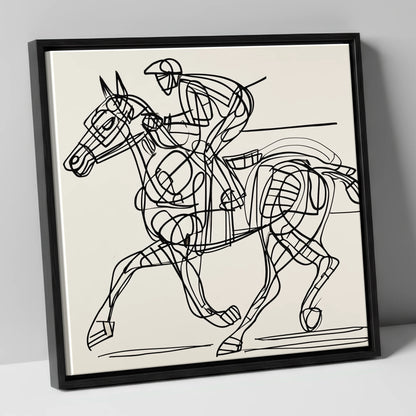 Linear Racing Form racing horse canvas wall art in black frame