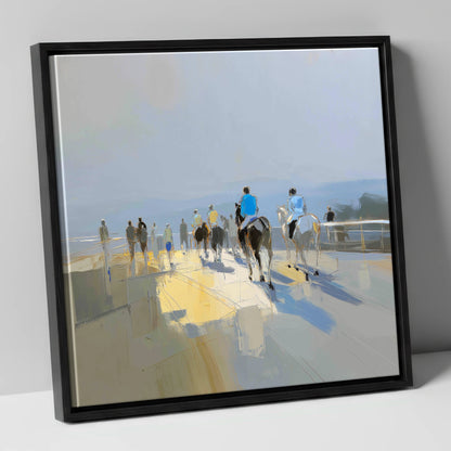Heading to the Start racing horse canvas wall art in black frame