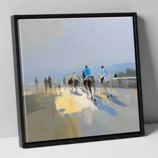 Heading to the Start racing horse canvas wall art in black frame