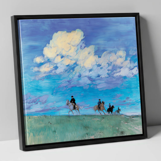 Beneath the Vast Sky horse landscape canvas wall art in black frame