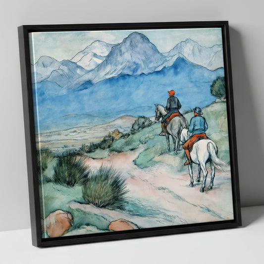 High Country Trek horse landscape canvas wall art in black frame