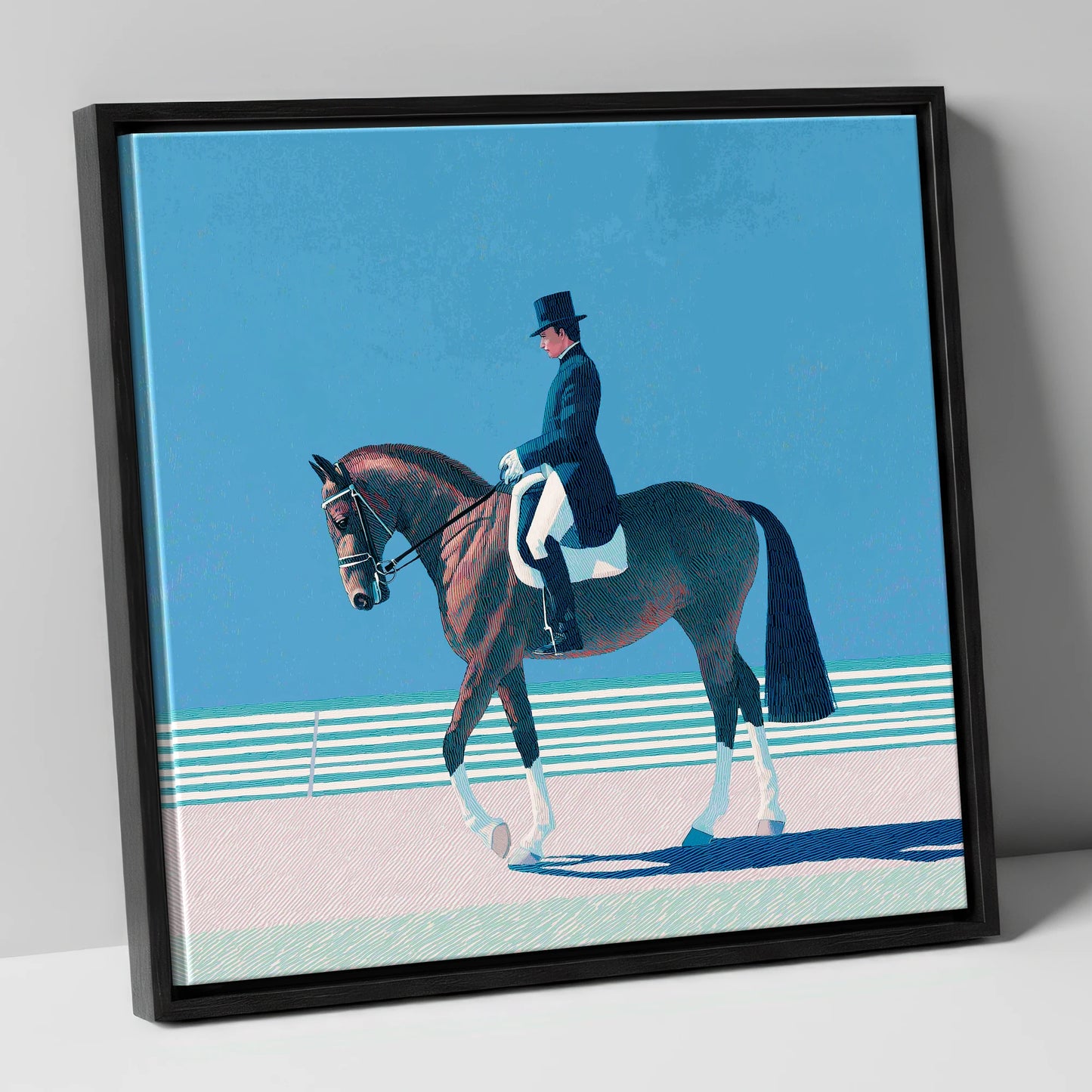 Classical Dressage Elegance dressage horse canvas wall art in black frame