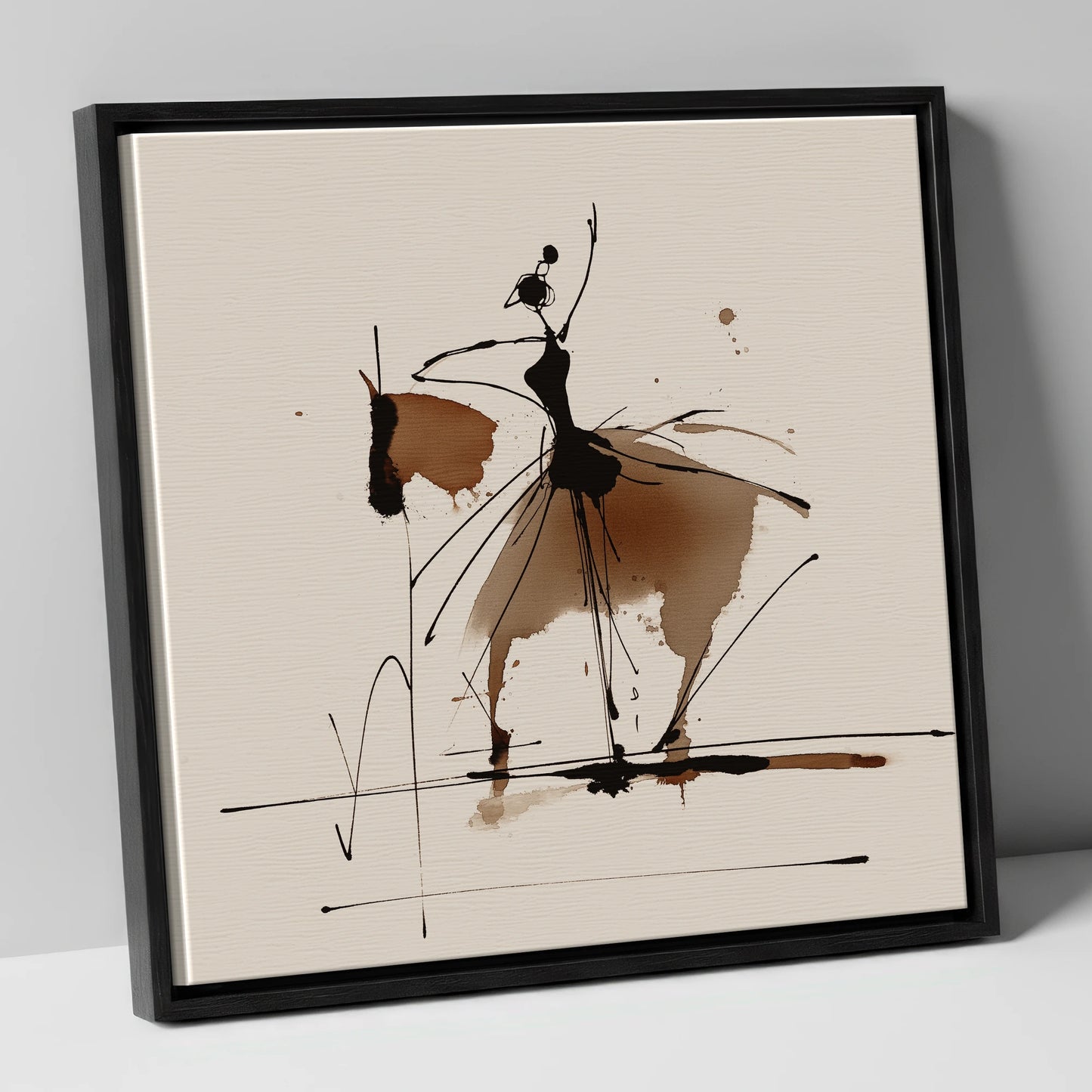 Harmony in Motion dressage horse canvas wall art in black frame