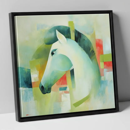Modern Grey Profile horse breed canvas wall art in black frame