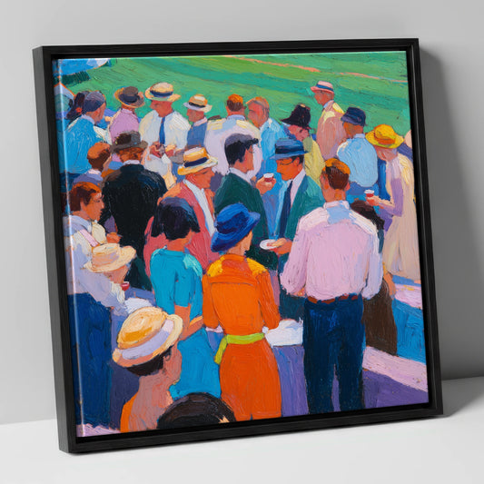 Colours of the Enclosure racing horse canvas wall art in black frame