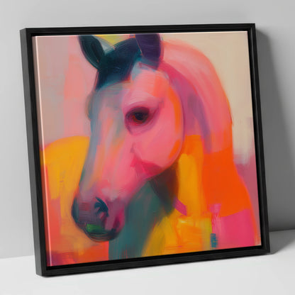 Radiant Equine Spirit horse portrait canvas wall art in black frame