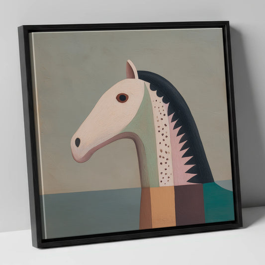 Stylised Equine Profile horse breed canvas wall art in black frame