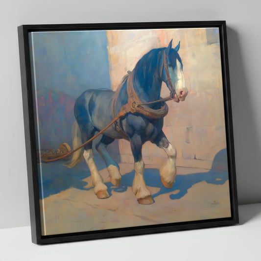 Strength in Harness horse breed canvas wall art in black frame