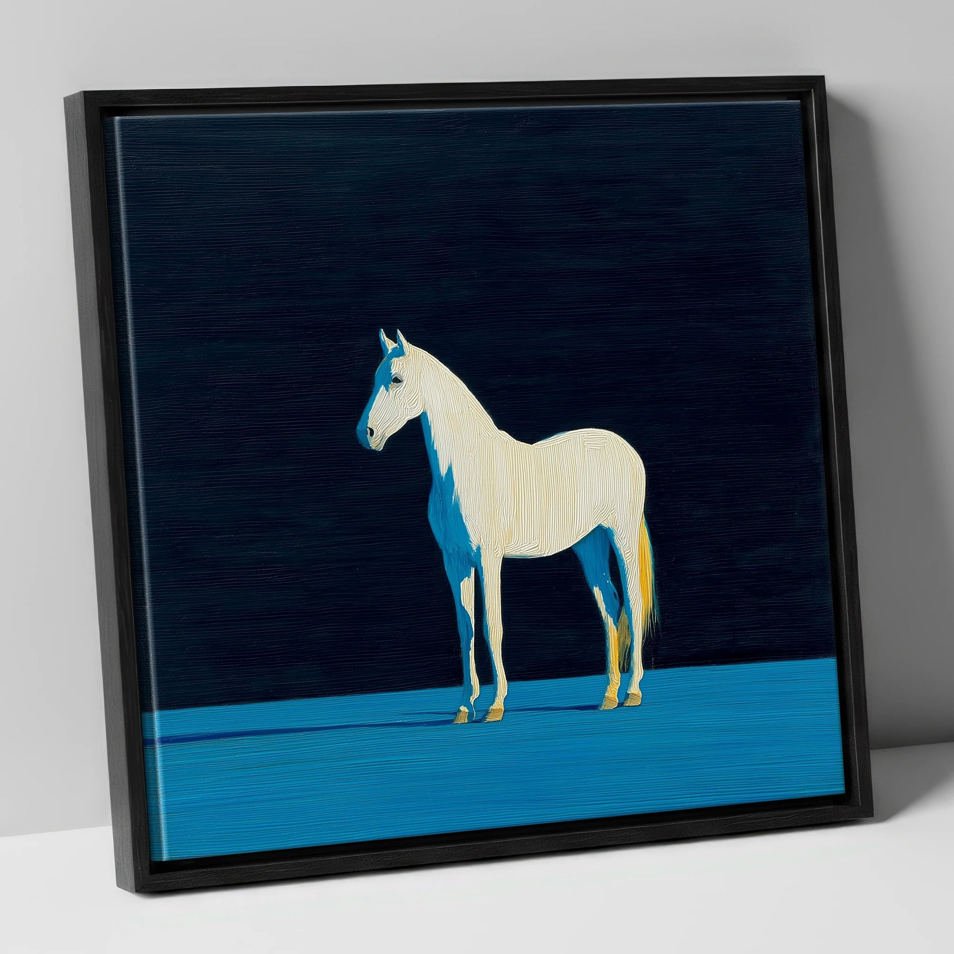 Azure Shadow Equine horse breed canvas wall art in black frame