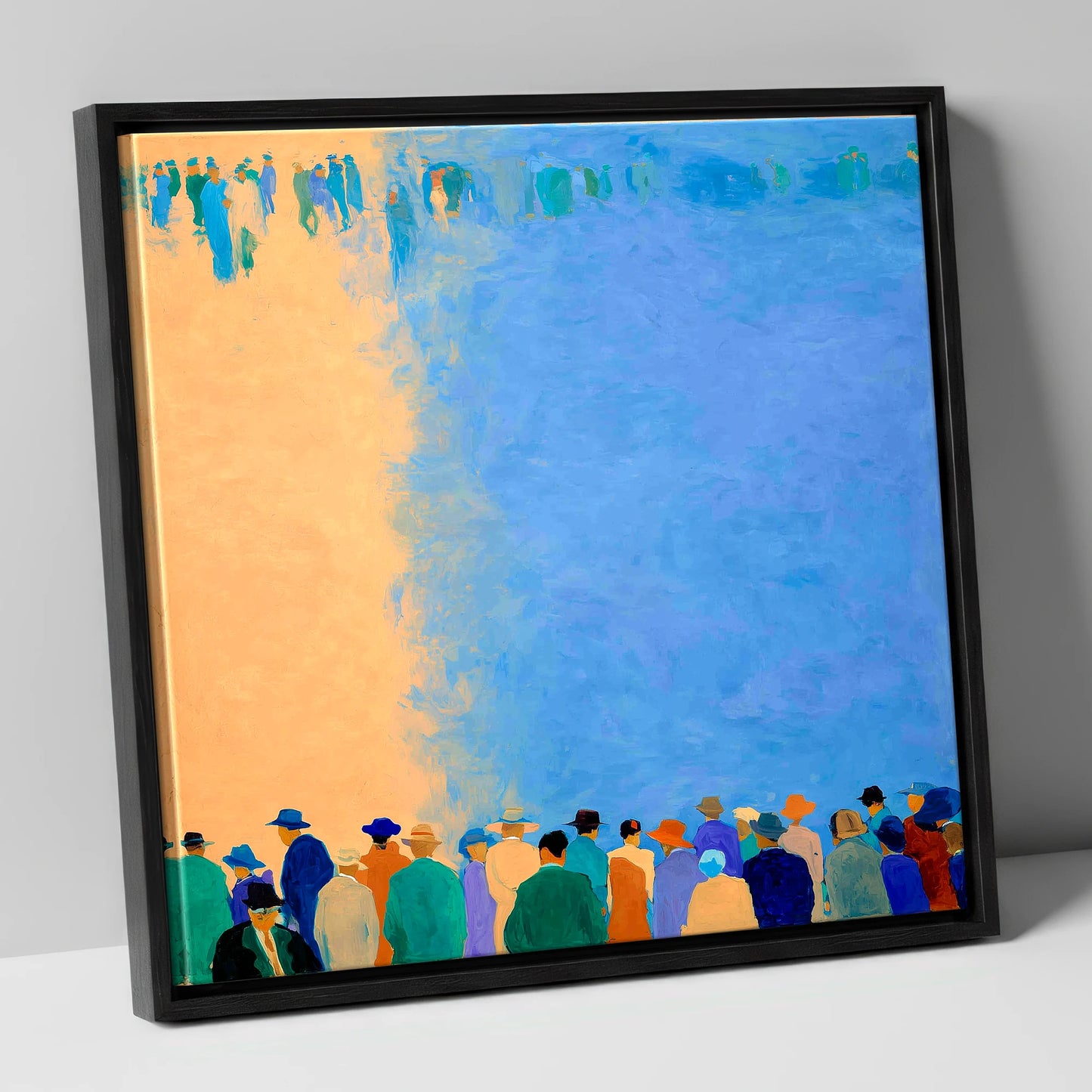 Waiting for the Field racing horse canvas wall art in black frame