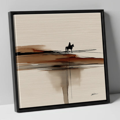 Horizon Rider western horse canvas wall art in black frame