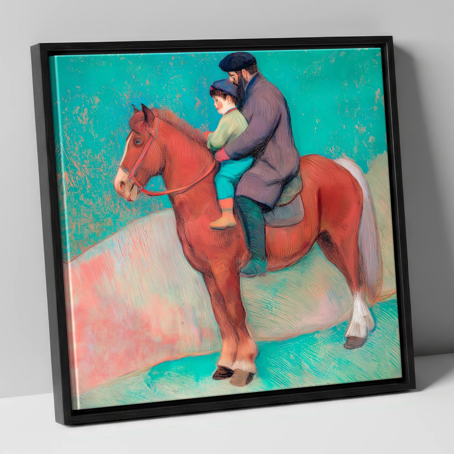 A Shared Journey horse & rider canvas wall art in black frame