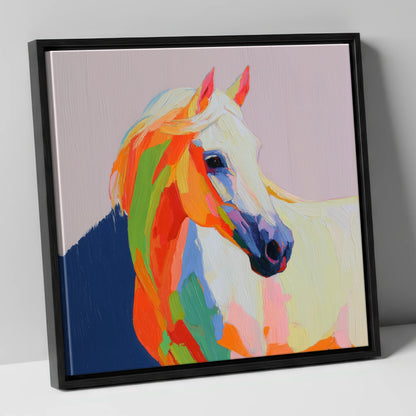 Vivid Equine Profile horse breed canvas wall art in black frame