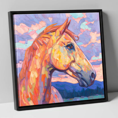 Prismatic Equine Portrait horse portrait canvas wall art in black frame