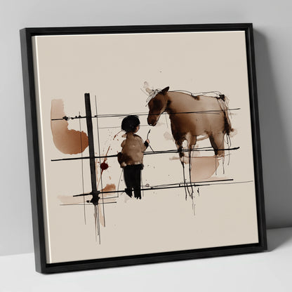 A Quiet Connection horse & rider canvas wall art in black frame