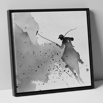 Dynamic Polo Silhouette polo horse canvas wall art in black frame