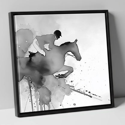 Ethereal Flight show jumping horse canvas wall art in black frame